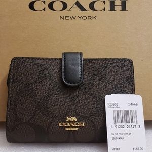 Coach Medium Corner Zip Signature PVC Wallet